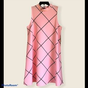 Pink and black diamond shape patterned A line dress